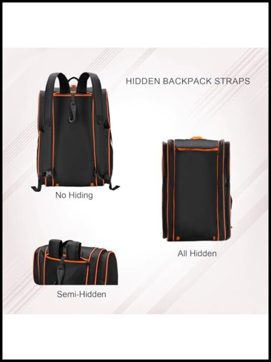 Large Pickleball Backpack - Holds 4 Paddles, Shoe Compartment, Fence Hook